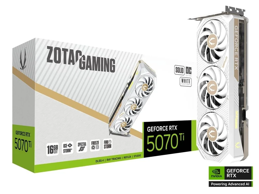 ZOTAC видео карта GeForce RTX 5070 Ti SOLID CORE OC 16GB GDDR7 256bit 3DP/HDMI бял - Image 2