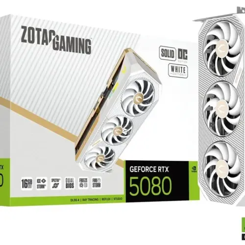 Alternative view of ZOTAC видео карта GeForce RTX 5080 SOLID OC 16GB GDDR7 256bit 3DP/HDMI бял