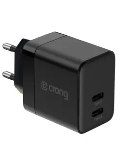 CRONG Mains зарядно 2xUSB-C 35W PD 3.0 z PPS черен