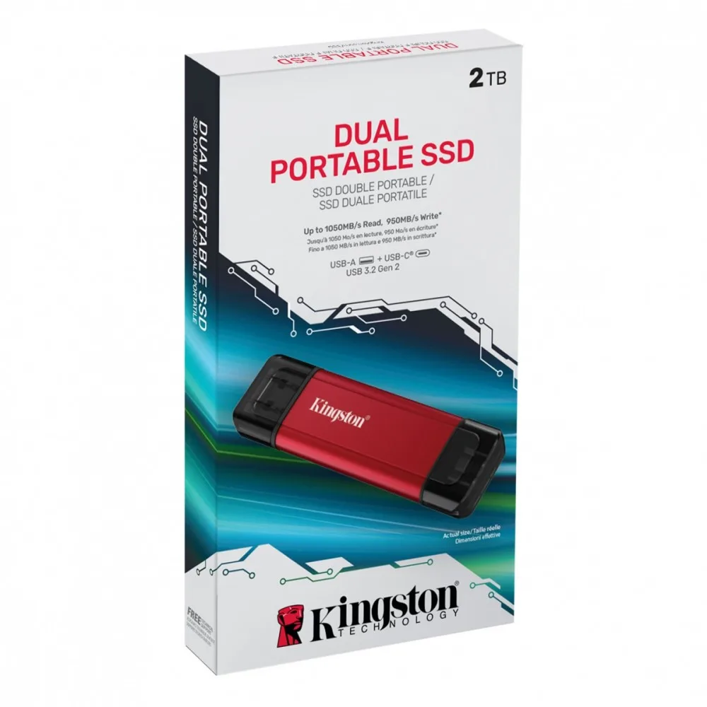Kingston външен SSD 2TB DualPortable USB-A/C 3.2 Gen2 - Image 4