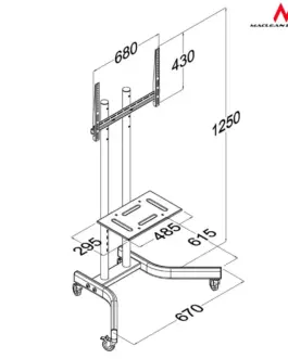 Alternative view of Maclean Professional TV stand trolley on wheels MC-739 max 40kg max 32-65