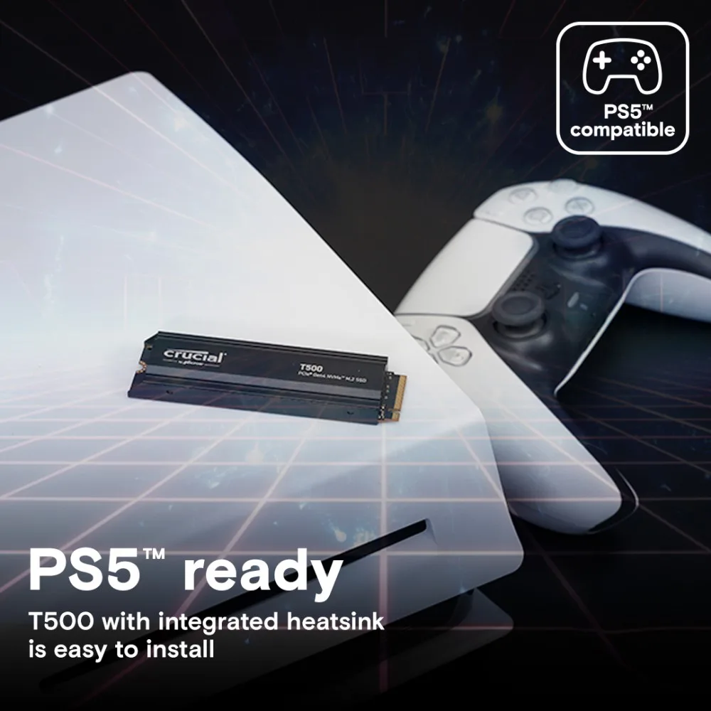 Crucial SSD T500 4TB M.2 NVMe 2280 PCIe 4.0 7000/6900 Radiator - Image 3