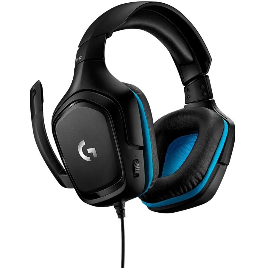 Геймърски слушалки LOGITECH G432 Wired Gaming Headset 7.1 - LEATHERETTE - BLACK/BLUE - USB - Image 6