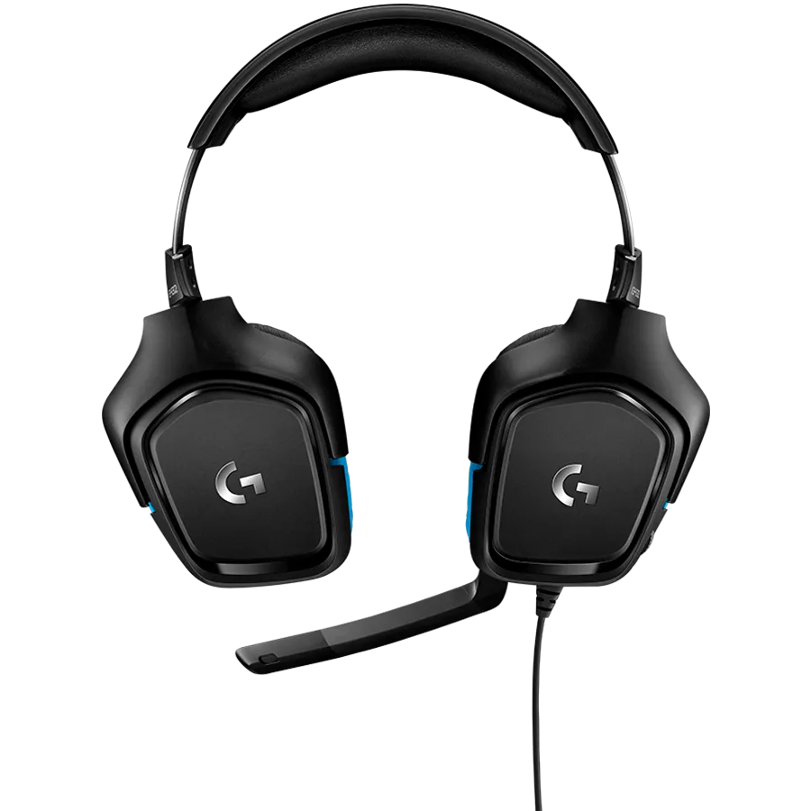 Геймърски слушалки LOGITECH G432 Wired Gaming Headset 7.1 - LEATHERETTE - BLACK/BLUE - USB - Image 11