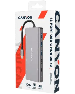 Alternative view of USB хъб CANYON hub DS-12 13in1 4k USB-C Dark Grey