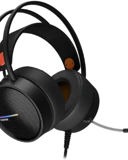 Alternative view of Геймърски слушалки CANYON INTERCEPTOR GH-8A, Gaming headset 3.5mm jack plus USB connector for LED backlight, adjustable microphone and volume control, with 2in1 3.5mm adapter, cable 2M, Black and Orange, 0.36kg