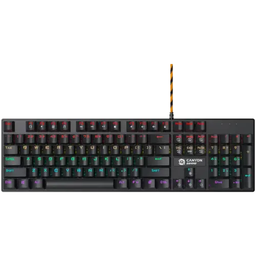 Геймърска клавиатура CANYON keyboard Deimos GK-4 Rainbow US Wired Black