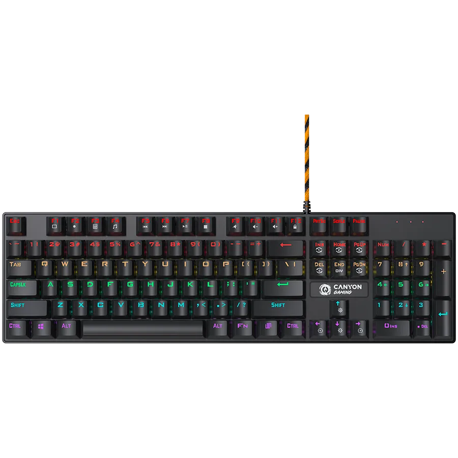 Геймърска клавиатура CANYON keyboard Deimos GK-4 Rainbow US Wired Black