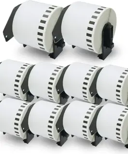 КОМПЛЕКТ 10 ЛЕНТИ ЗА ЕТИКЕТНИ ПРИНТЕРИ BROTHER ТИП QL - CONTINUOUS PAPER TAPE - 62 mm x 3048 m - 10 броя DK22205 (DK-222