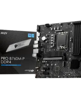 Дънна платка MSI PRO B760M-P DDR4 mATX Socket 1700 Dual Channel DDR4 4800(OC)MHz 1x PCIe x16 slots 2x M.2 slots 1x HDMI