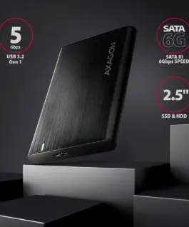 Alternative view of Чекмедже за диск AXAGON EE25-A6M USB3.0 - SATA 6G 2.5" External SCREWLESS ALU RAW box BLACK