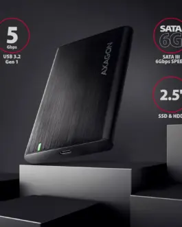 Alternative view of Чекмедже за диск AXAGON EE25-A6C USB-C 3.2 Gen 1 - SATA 6G 2.5" External SCREWLESS ALU RAW box BLACK