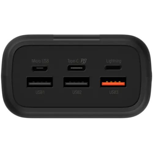 Alternative view of Външна батерия Silicon Power QX55 30.000mAh PowerBank > 500 charging cycles Triple USB-A Output, 1x Type-C In/Output , Triple input: Type-C, Micro-USB, Lightning, QC/PD, 30.000 mAh