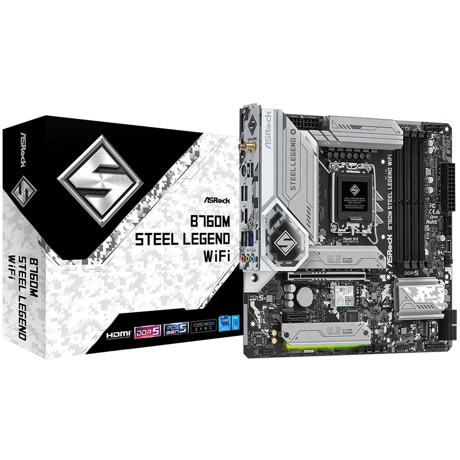 Дънна платка ASROCK B760M Steel Legend WiFi mATX LGA1700 DDR5