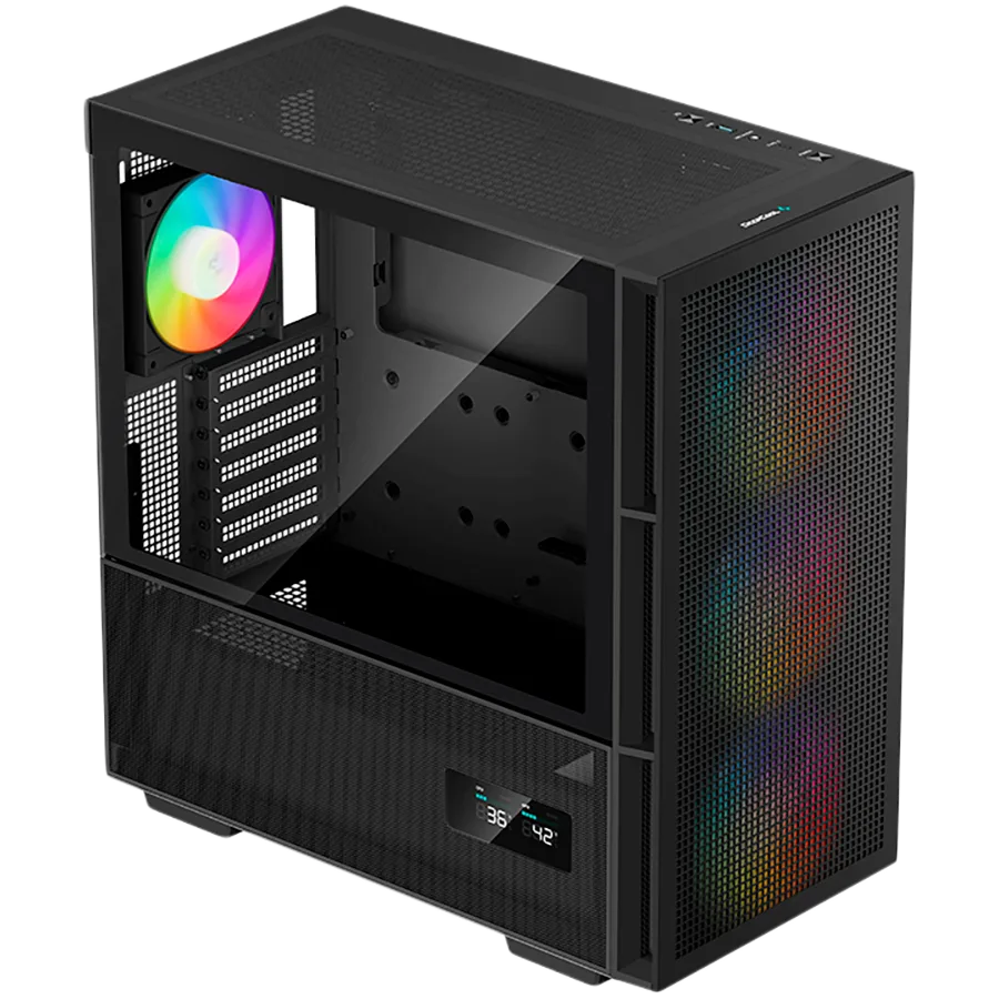 Кутия за компютър DeepCool CH560 Digital, Mid Tower, Mini-ITX/Micro-ATX/ATX/E-ATX, 1xUSB3.0, 1xType-C, 1xAudio, 3x140mm + 1x120mm Pre-Installed ARGB Fans, Tempered Glass, Mesh Panels, Dual-Status Digital Display, GPU Support Arm, Black, R-CH560-BKAPE - Image 78