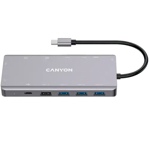 USB хъб CANYON hub DS-12 13in1 4k USB-C Dark Grey