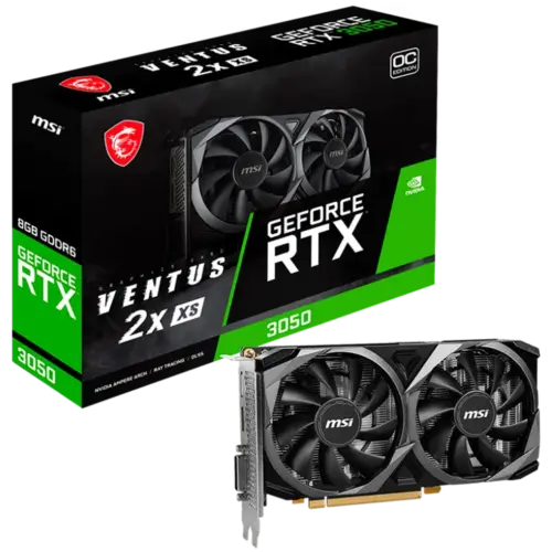 Видео карта MSI Video Card Nvidia GeForce RTX 3050 VENTUS 2X XS 8G OC 8GB GDDR6 128bit Boost: 1807 MHz 2560 CUDA Cores P