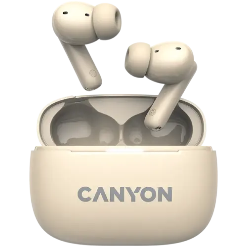 Bluetooth слушалки CANYON headset OnGo TWS-10 ANC+ENC Beige