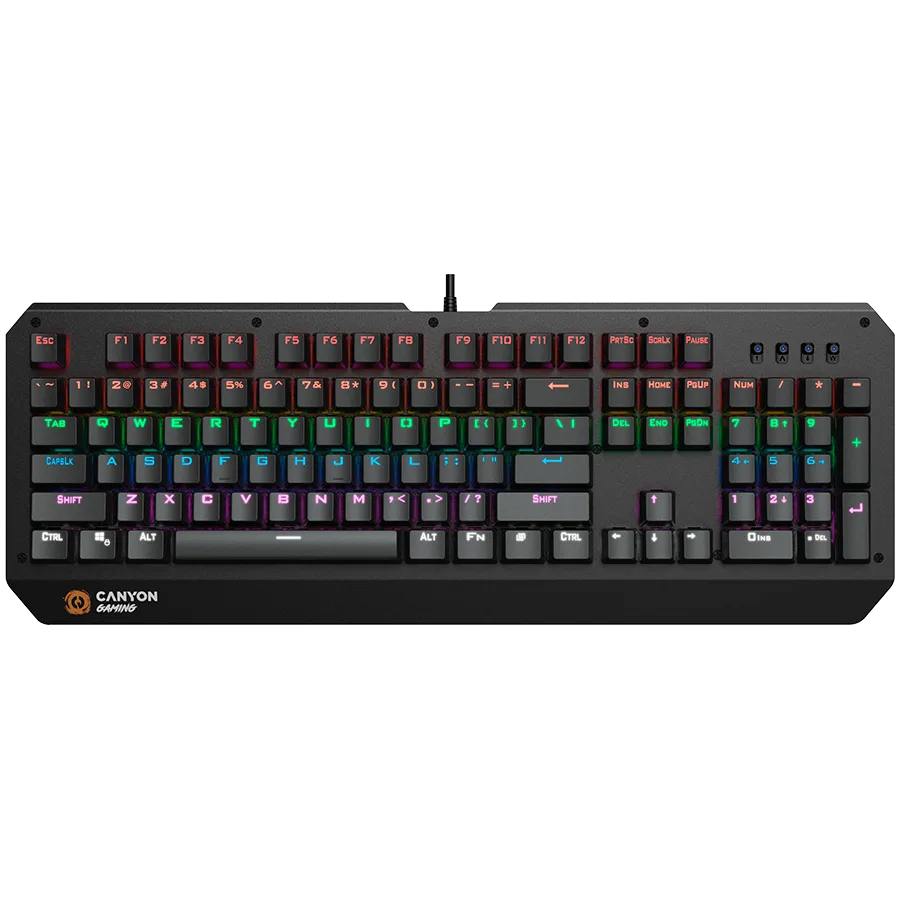 Геймърска клавиатура CANYON Hazard GK-6 Wired multimedia gaming keyboard with lighting effect 108pcs rainbow LED Numbers