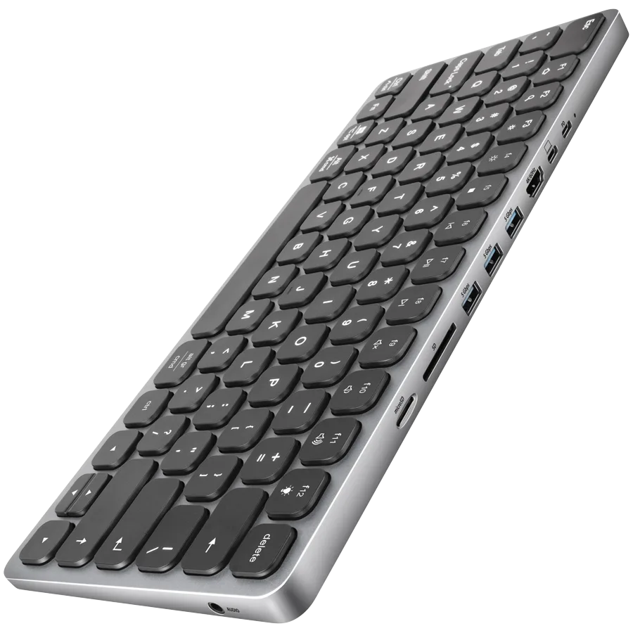 USB хъб AXAGON HMC-KB keyboard USB-C 5Gbps with HUB microSD/SD 3x USB-A HDMI 4K/60Hz PD 100W Audio US