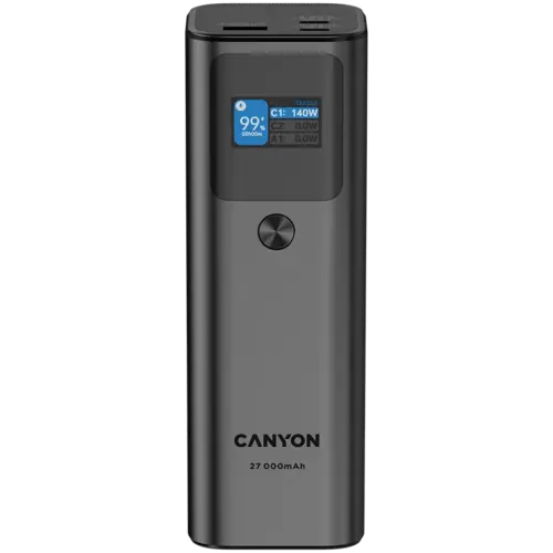 Външна батерия CANYON power bank PB-2010 TFT 27000 mAh 97.2Wh PD140W QC 3.0 Dark Grey