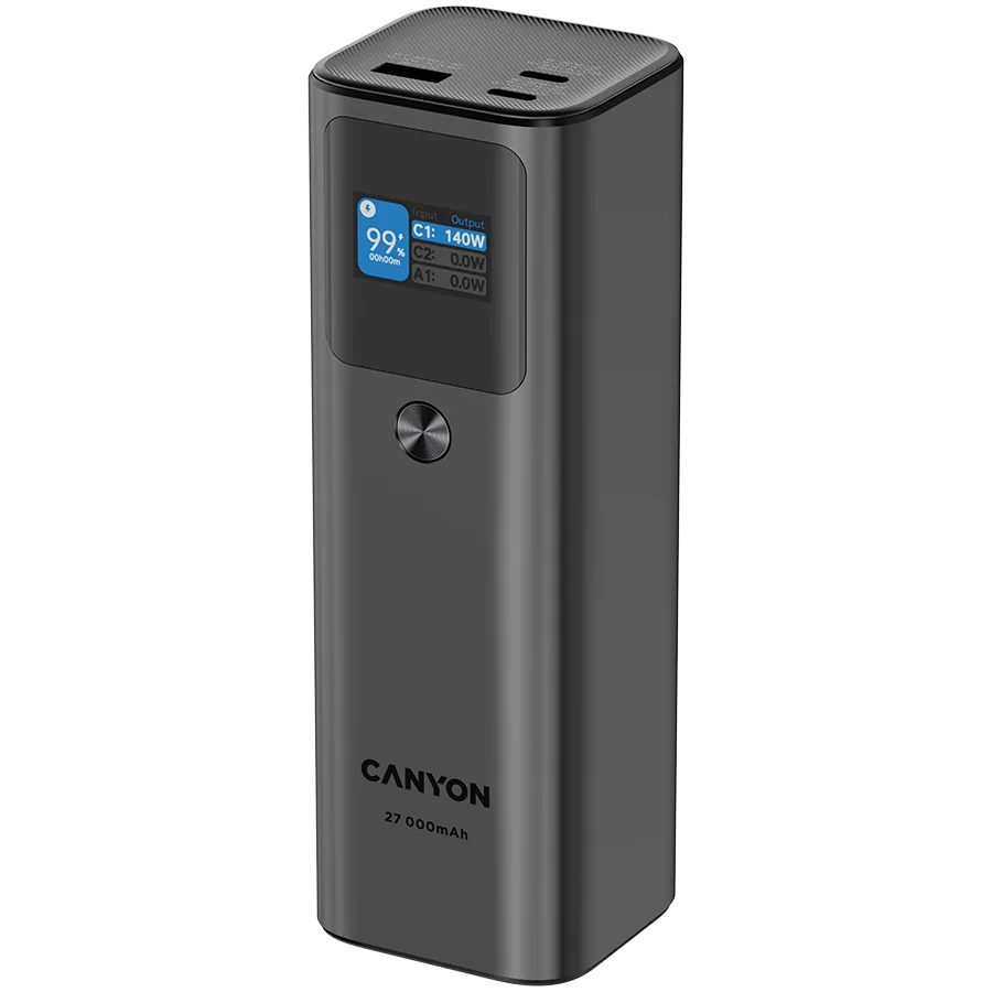 Външна батерия CANYON power bank PB-2010 TFT 27000 mAh 97.2Wh PD140W QC 3.0 Dark Grey - Image 34