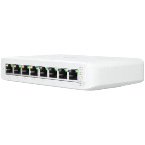 Kомутатор UBIQUITI Lite 8 PoE; (4) GbE PoE+ (4) GbE ports; 52W total PoE availability; Wall