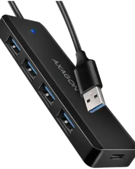 USB хъб AXAGON HUE-C1A 4x USB3.2 Gen 1 Travel hub USB-C power IN w. 20cm Type-A cable