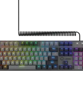 Alternative view of Геймърска клавиатура LORGAR Azar 514, Wired mechanical gaming keyboard, RGB backlight, 1680000 colour variations, 18 modes, keys number: 104, 50M clicks, linear dream switches, spring cable up to 3.4m, ABS plastic+metal, magnetic cover, 450*136*39mm,