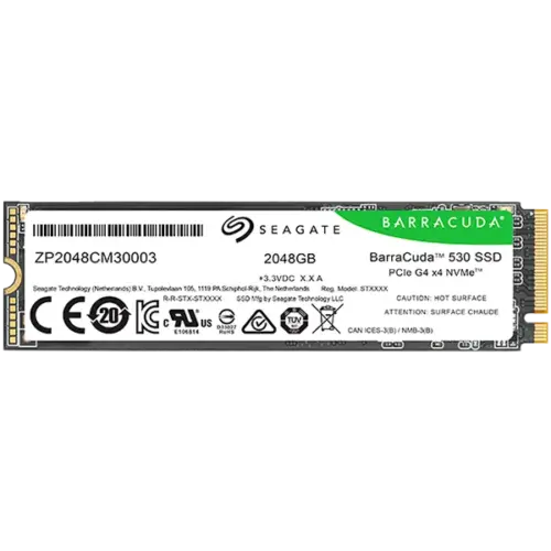 SSD диск SSD SEAGATE BarraCuda 530 2.048TB M.2 2280-S2 PCIe Gen4 x4 NVMe 2.0 Read/Write: 7400/6400 MBps TBW
