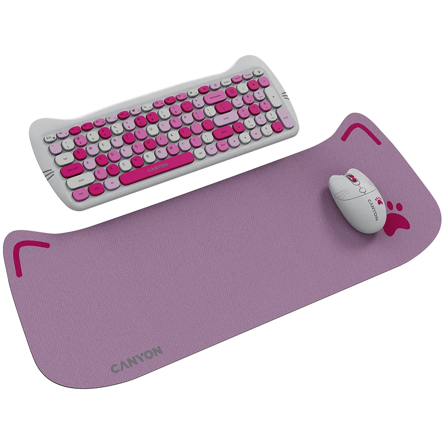 Клавиатура CANYON HSET-W6 EN Keyboard+Mouse Kitty Edition AAA+АА Wireless Pink - Image 7