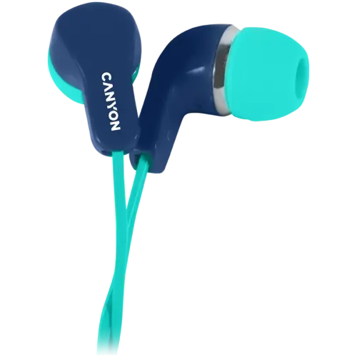Слушалки CANYON Stereo Earphones with inline microphone Green+Blue