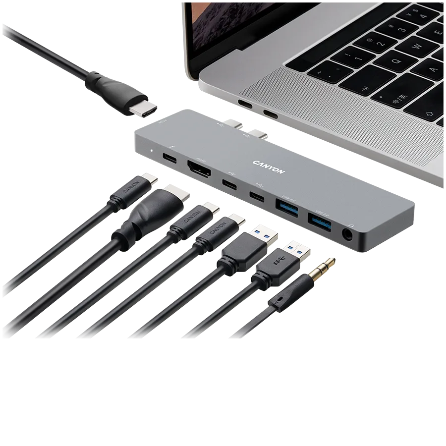 USB хъб CANYON hub DS-8 8in1 Thunderbolt 4k Space Grey - Image 84