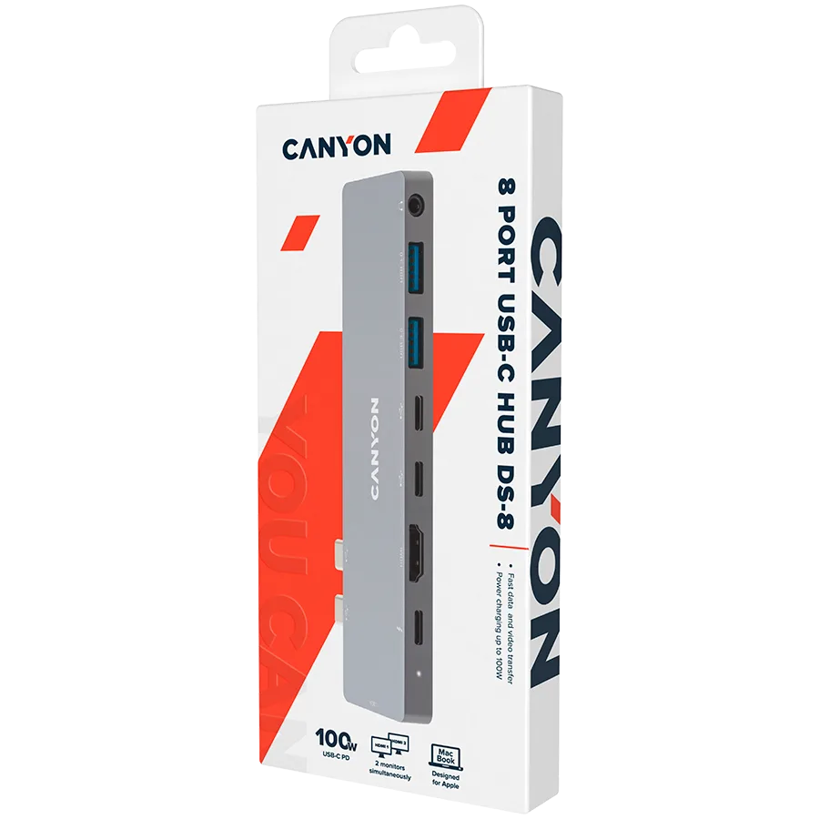 USB хъб CANYON hub DS-8 8in1 Thunderbolt 4k Space Grey - Image 85