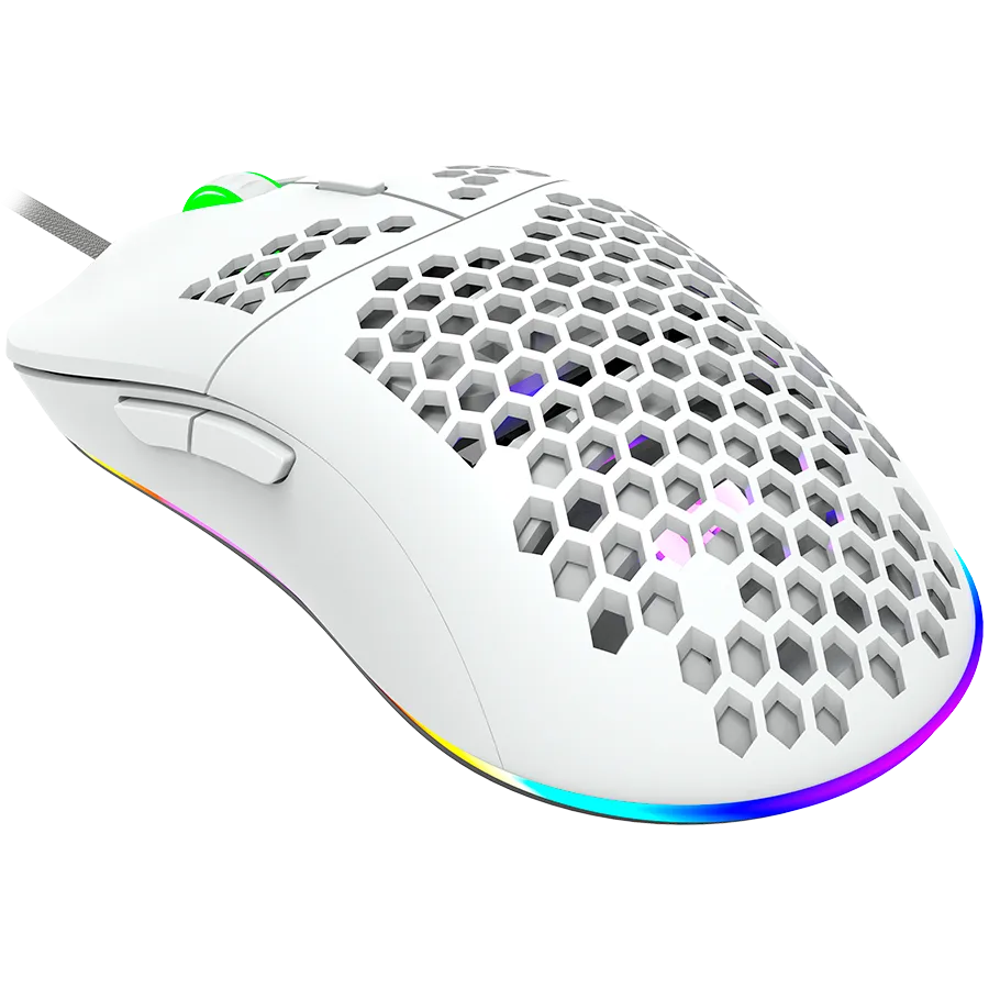 Геймърска мишка CANYON Puncher GM-11, Gaming Mouse with 7 programmable buttons, Pixart 3519 optical sensor, 4 levels of DPI and up to 4200, 5 million times key life, 1.65m Ultraweave cable, UPE feet and colorful RGB lights, White, size:128.5x67x37.5m - Image 66