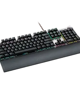 Alternative view of Геймърска клавиатура CANYON Nightfall GK-7, Wired Gaming Keyboard,Black 104 mechanical switches,60 million times key life, 22 types of lights,Removable magnetic wrist rest,4 Multifunctional control knob,Trigger actuation 1.5mm,1.6m Braided cable,US l