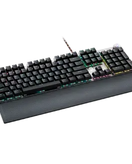 Alternative view of Геймърска клавиатура CANYON Nightfall GK-7, Wired Gaming Keyboard,Black 104 mechanical switches,60 million times key life, 22 types of lights,Removable magnetic wrist rest,4 Multifunctional control knob,Trigger actuation 1.5mm,1.6m Braided cable,US l