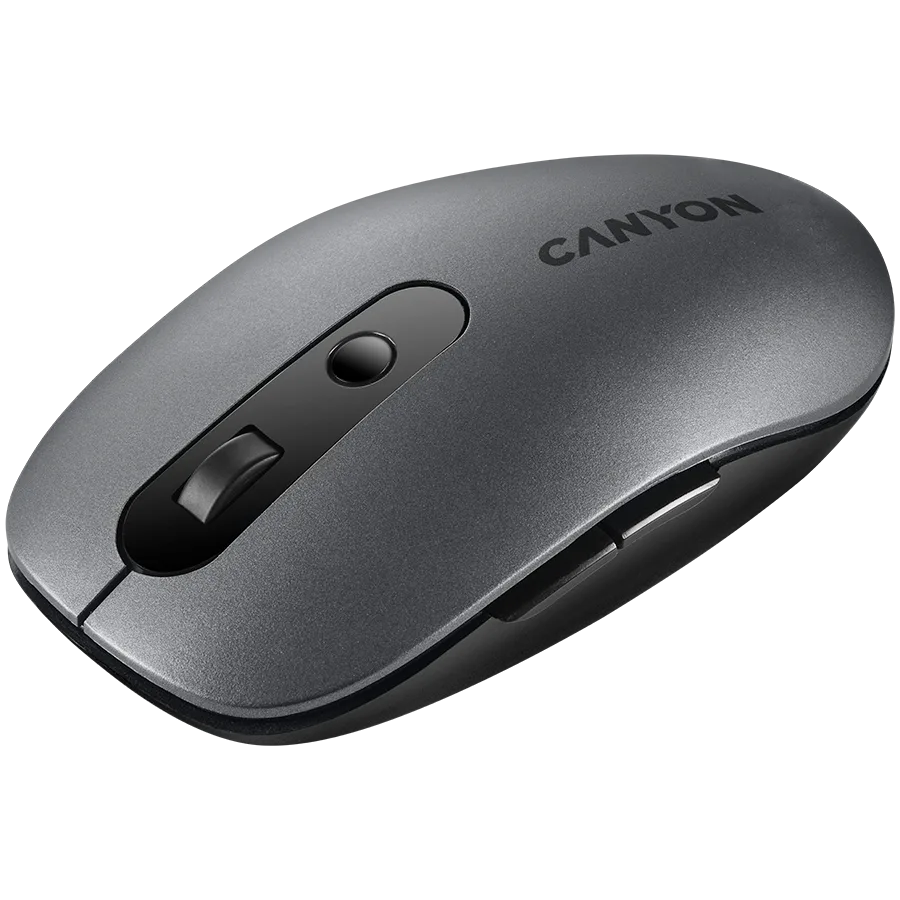 Безжична мишка CANYON MW-9, 2 in 1 Wireless optical mouse with 6 buttons, DPI 800/1000/1200/1500, 2 mode(BT/ 2.4GHz), Battery AA*1pcs, Grey, 65.4*112.25*32.3mm, 0.092kg - Image 72