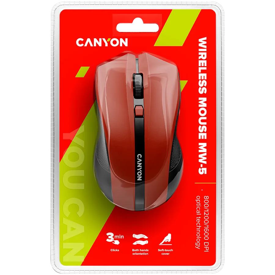 Безжична мишка CANYON mouse MW-5 Wireless Red - Image 85