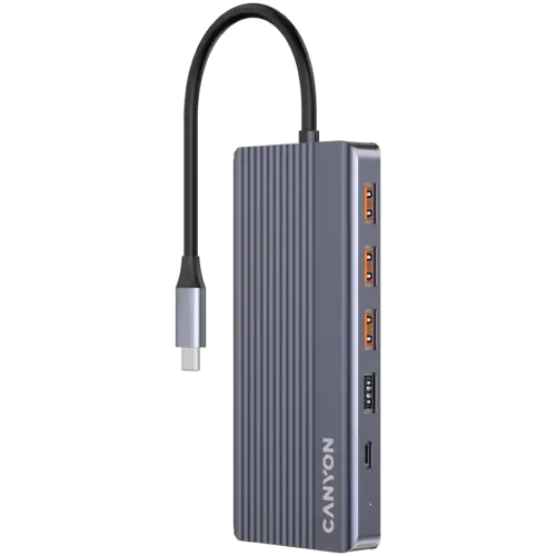USB хъб CANYON hub DS-16 13in1 4k USB-C Grey