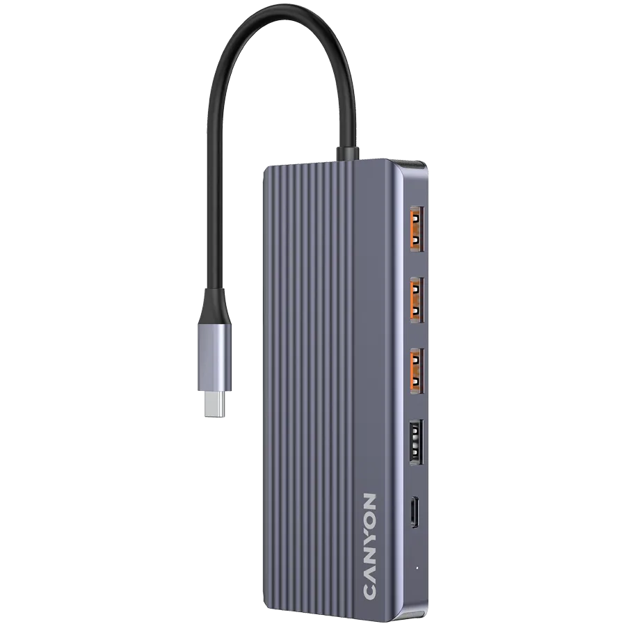 USB хъб CANYON hub DS-16 13in1 4k USB-C Grey