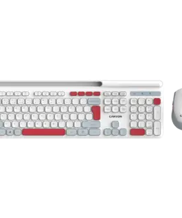 Клавиатура CANYON HSET-W5 EN Keyboard+Mouse AAA+AA Wireless White
