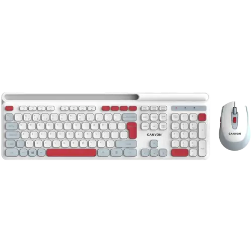 Клавиатура CANYON HSET-W5 EN Keyboard+Mouse AAA+AA Wireless White