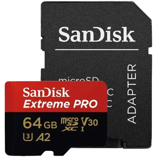 Карта памет SANDISK Extreme PRO microSDXC 64GB + SD Adapter + 2 years RescuePRO Deluxe up to 200MB/s & 90MB/s Read/Write