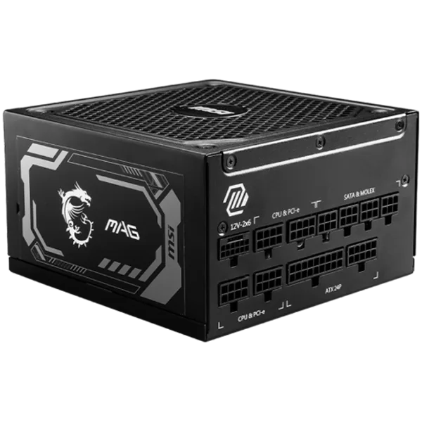 Захранване за компютър MSI MAG A1000GL PCIE5 1000W 80 Plus Gold 135mm Fluid Dynamic Bearing Fan Protections: OCP/OVP/OPP