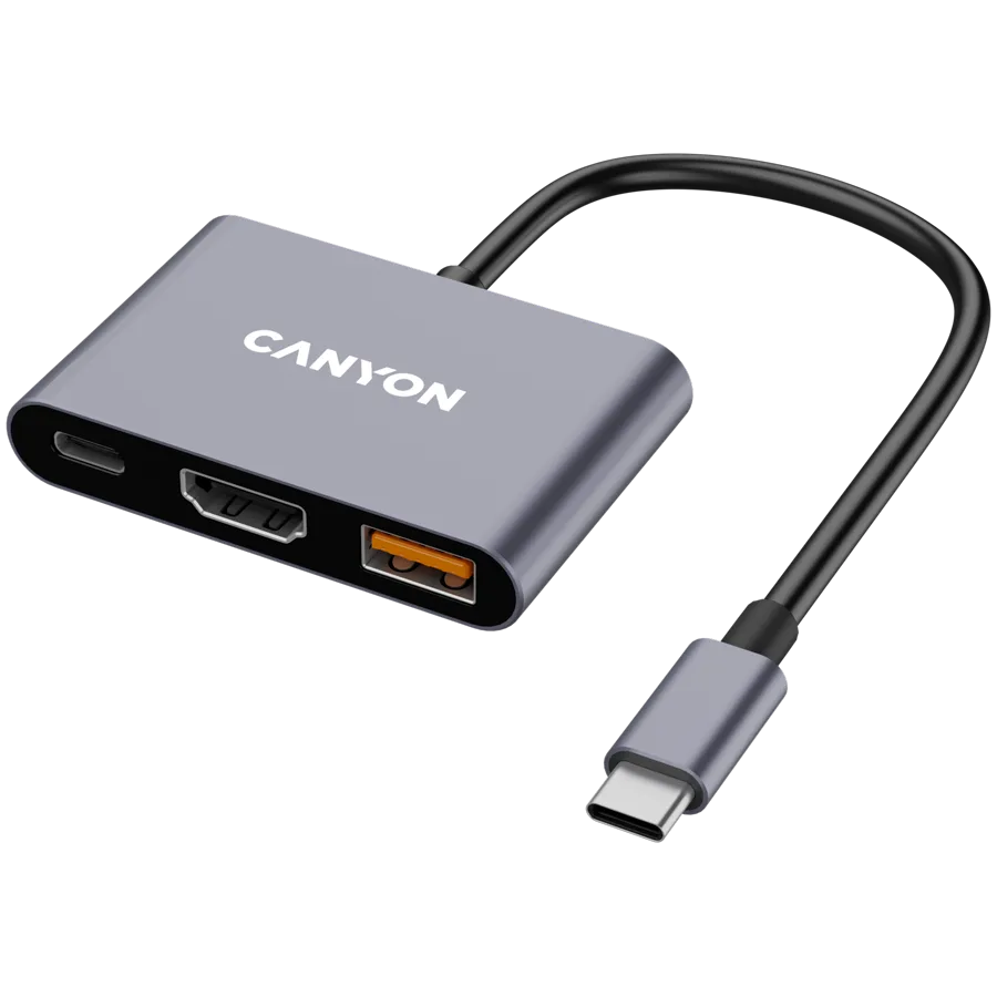 USB хъб CANYON hub DS-4 3in1 USB-C Grey