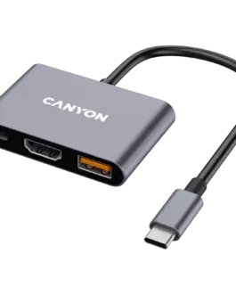 USB хъб CANYON hub DS-4 3in1 USB-C Grey