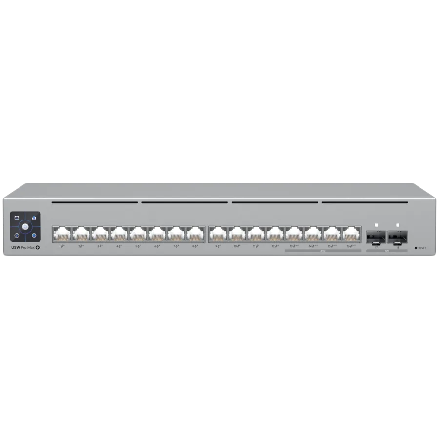 Kомутатор Ubiquiti 16-port Layer 3 Etherlighting switch with 2.5 GbE PoE++ output and versatile mounting options 4x 2.5