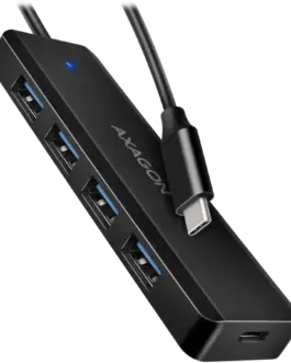 USB хъб AXAGON HUE-C1C 4x USB3.2 Gen 1 Travel hub USB-C power IN w. 20cm Type-C cable