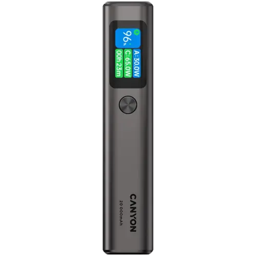 Външна батерия CANYON power bank OnPower 230 TFT 20000 mAh PD130W Dark Grey